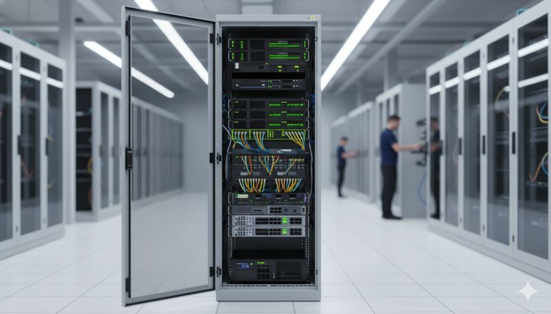 Изображение стоечного сервера в дата-центре