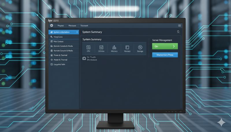 Веб-интерфейс iLO с кнопкой управления питанием сервера