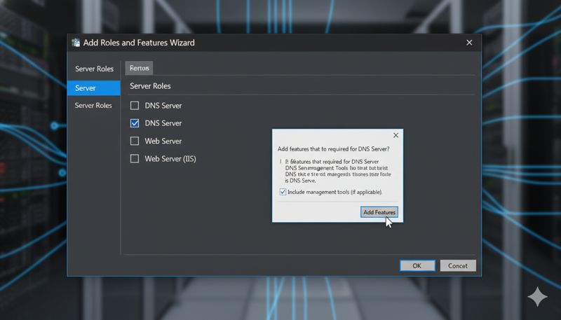 Процесс установки роли DNS-сервера в Windows Server