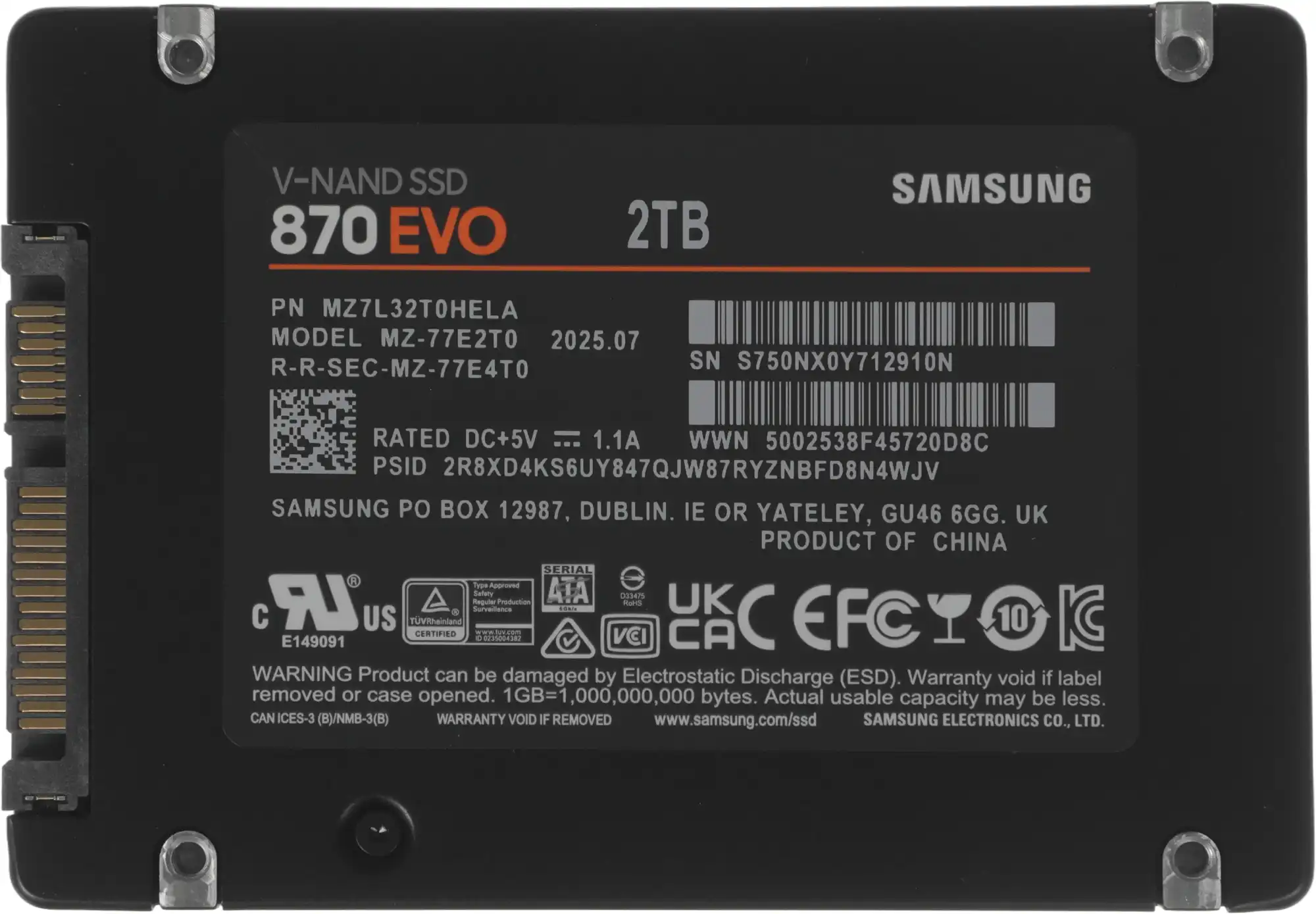 SSD-накопитель Samsung 870 EVO 2TB SATA III 2.5" фото 2