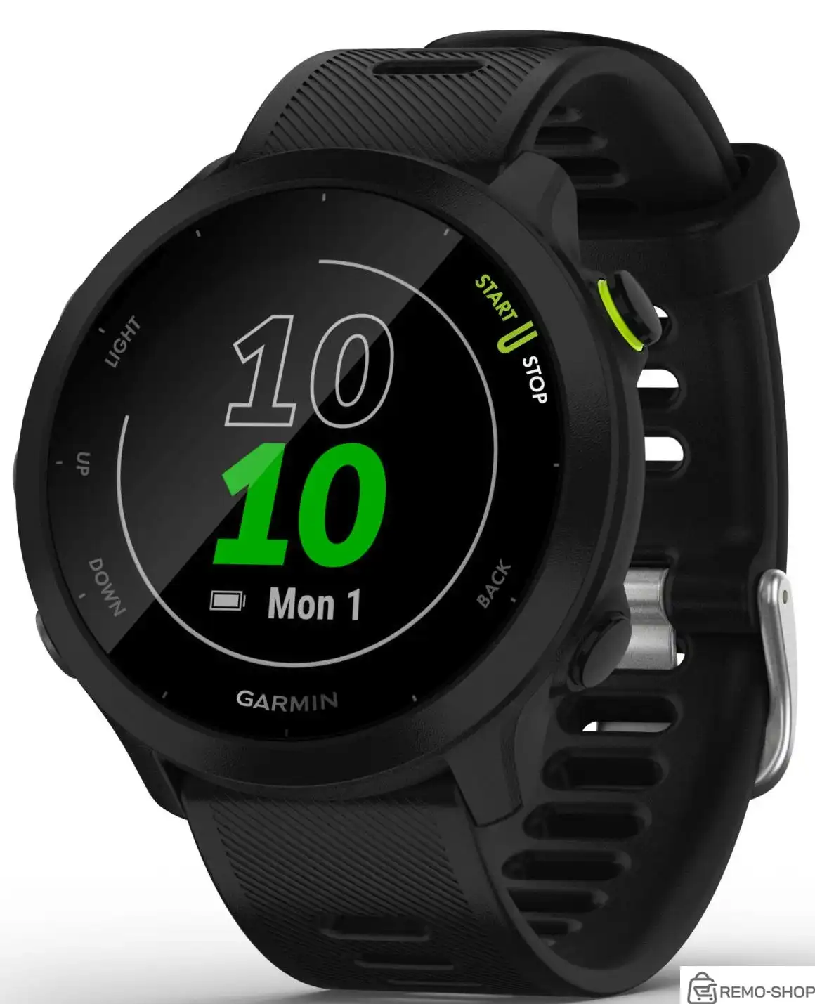 Смарт-часы Garmin Forerunner 55 42мм 1.04" LCD корп.черный рем.черный разм.брасл.:127-220мм (010-02562-10)