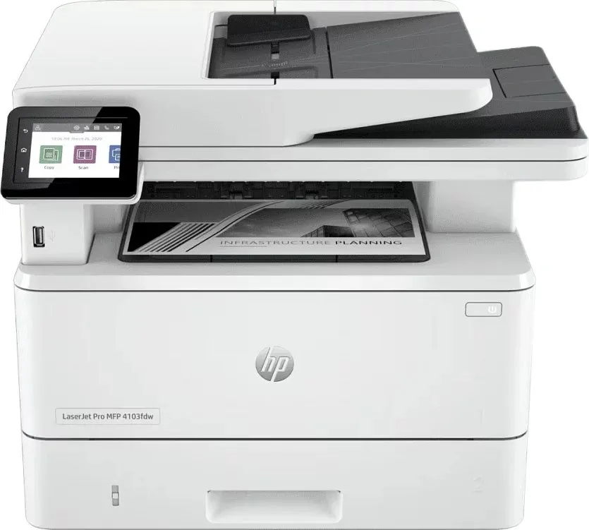 МФУ лазерный HP LaserJet Pro 4103fdw (2Z629A) A4 Duplex Net WiFi белый фото 2