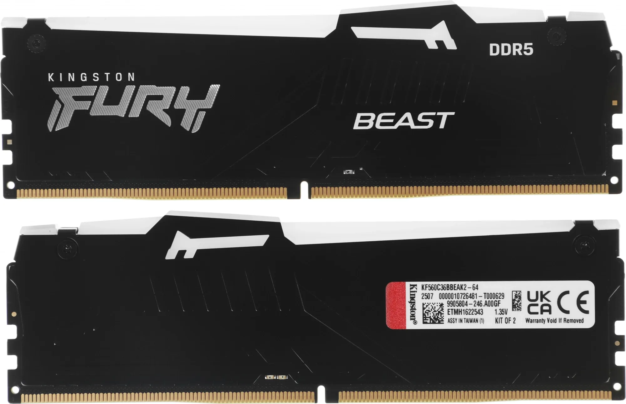 Оперативная память Kingston Fury Beast Black RGB DDR5 64 ГБ (2x32 ГБ) 6000 МГц фото 3