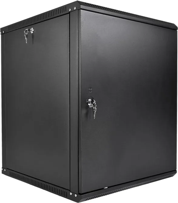 Шкаф коммутационный ЦМО ШРН-Эконом (ШРН-Э-18.650.1-9005) настенный 18U 600x650мм пер.дв.стал.лист 85кг черный 600мм 31кг 180град. 930мм IP20 металл