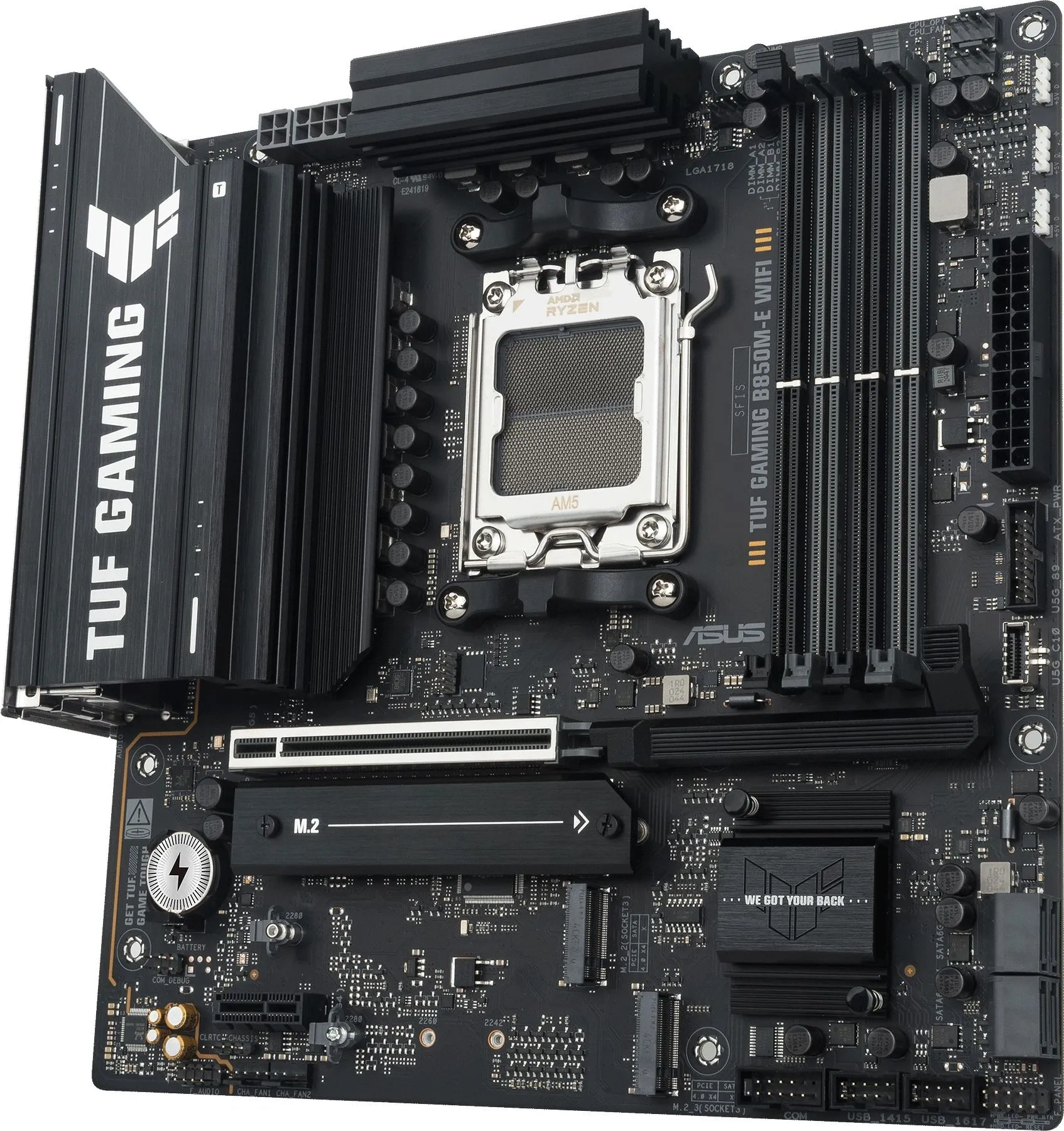 Материнская плата Asus TUF GAMING B850M-E WIFI Socket AM5 AMD B850 4xDDR5 mATX AC`97 8ch(7.1) 2.5Gg RAID+HDMI+DP фото 3