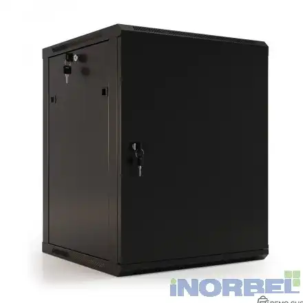 Шкаф HyperlineTWB-0645-SR-RAL9004 настенный 6U, 367x600х450мм, металлическая передняя дверь с замком, две боковые панели, цвет черный (RAL 9004) (разобранный) фото 3