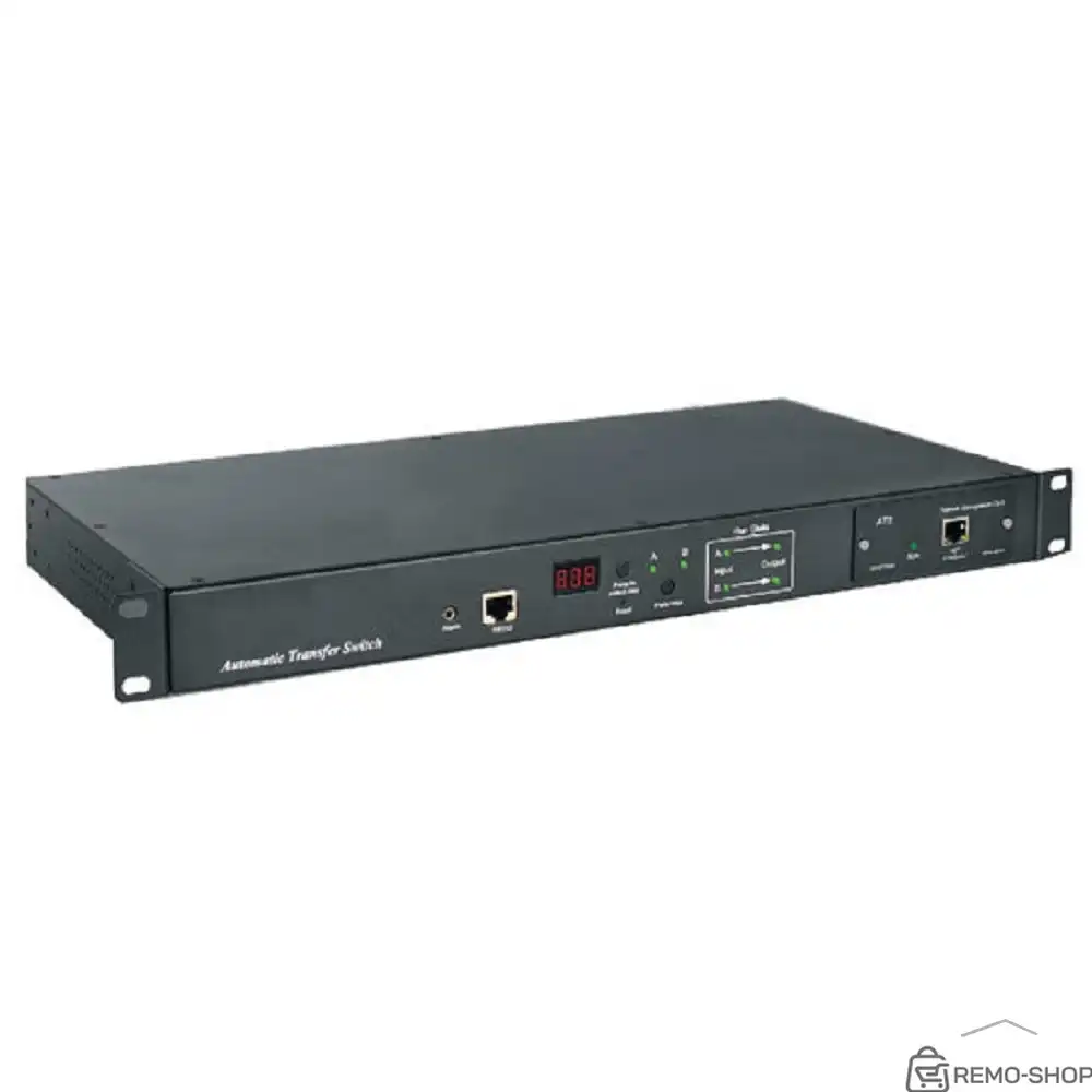 Блок розеток Hyperline ATS-R-128H0812-Intelligent Блок розеток с функцией авт. включения резервного питания (АВР/ATS) 19", горизонт., 1U, 6хIEC320 C13, 2хIEC320 C19, 220V, 16А, каб. пит. 3х1.5 мм фото 3