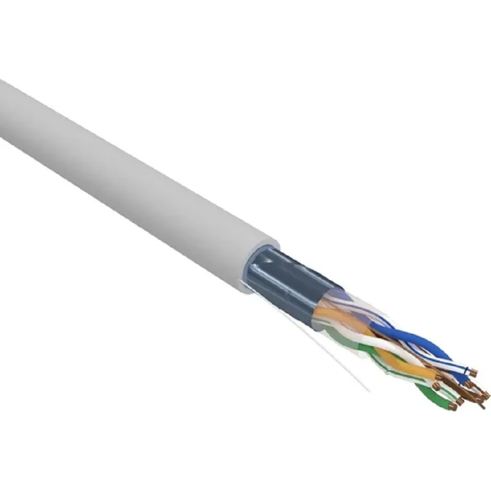 Кабель витая пара F/UTP категории 5e, 4 пары, 24 AWG, LSZH, серый, 305 м