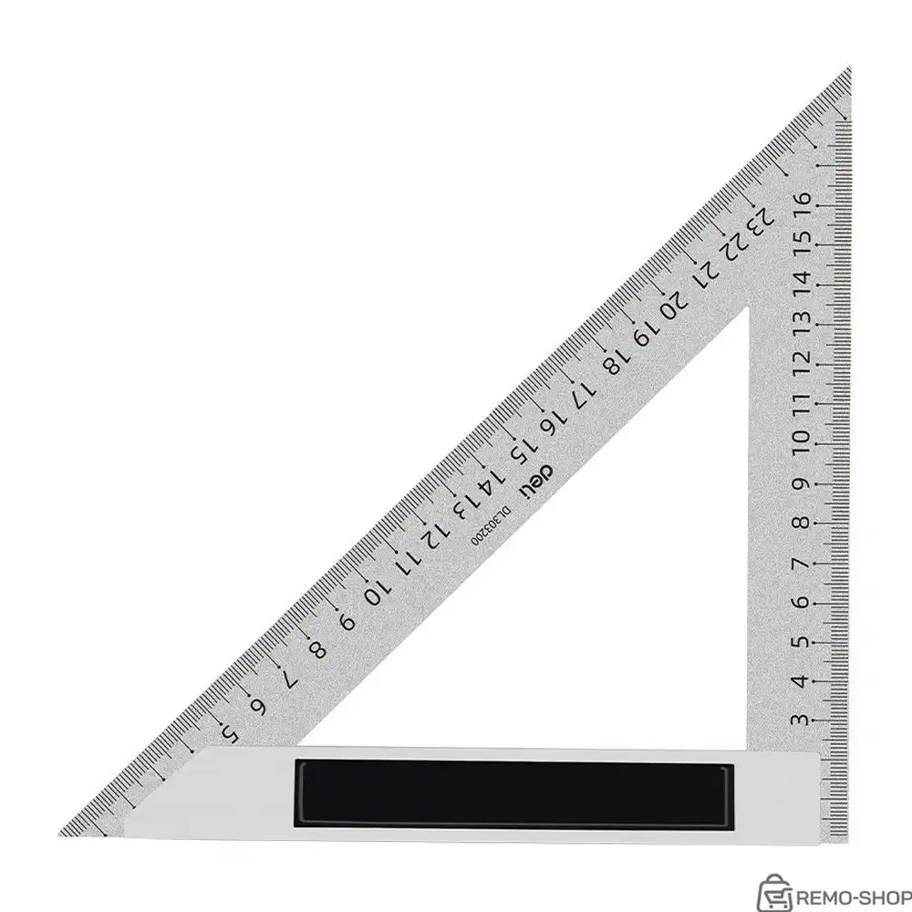 Треугольная линейка стальная Deli DL303200 200мм, нержавеющая сталь + алюминиевое основание