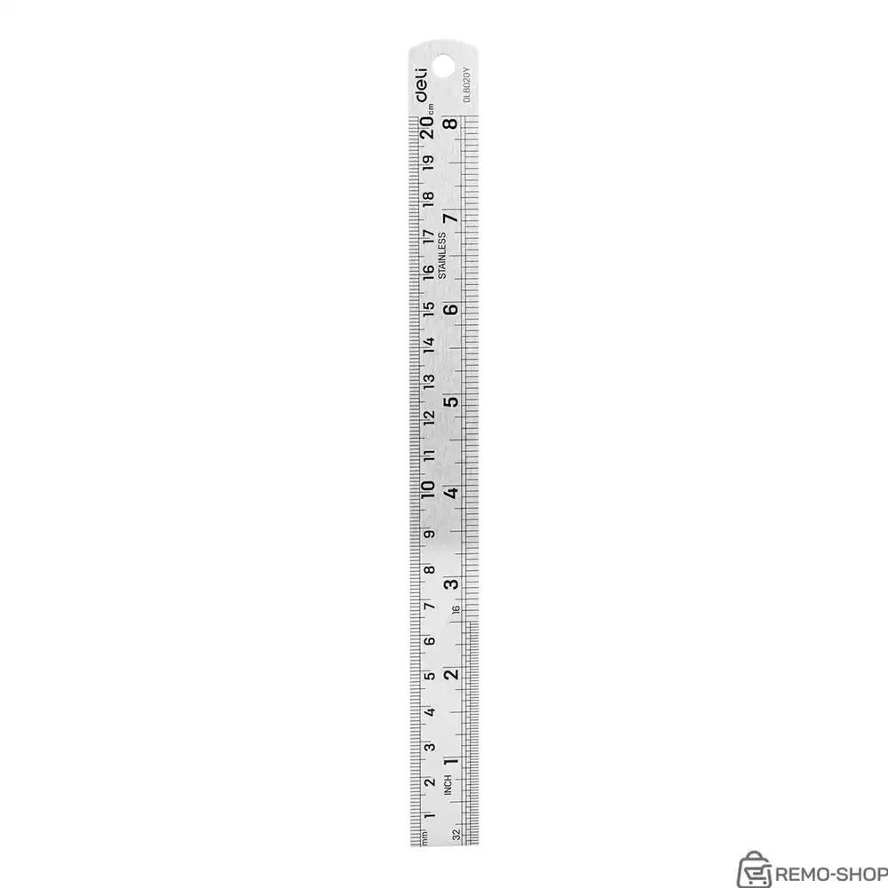 Линейка стальная Deli DL8020Y 200мм нержавеющая сталь