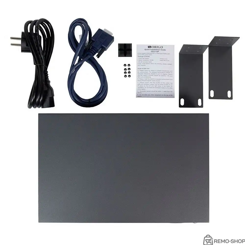 Коммутатор ORIGO OS2328P/360W/A1A Настраиваемый L2 PoE-коммутатор 24x1000Base-T PoE, 4xCombo 1000Base-T/SFP, PoE-бюджет 360 Вт, комплект для установки в 19" стойку фото 3