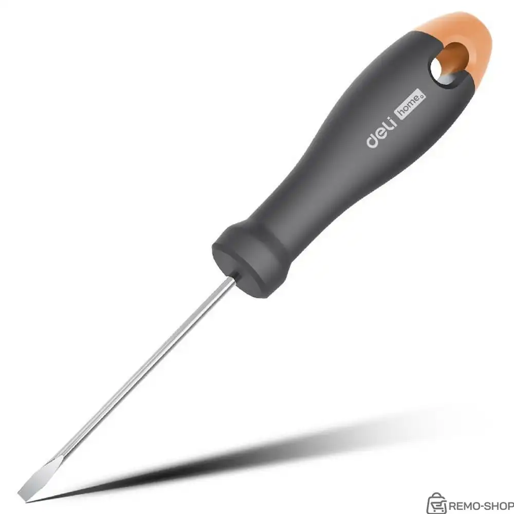 Шлицевая отвёртка "Home Series Gray" Deli HT1103C 3x75мм Эксклюзивный дизайн, рукоятка из высококачественного софттач пластика Шлицевая отвёртка "Home Series Gray" Deli HT1103C 3x75мм Эксклюзивный дизайн, рукоятка из высококачественного софттач пластика