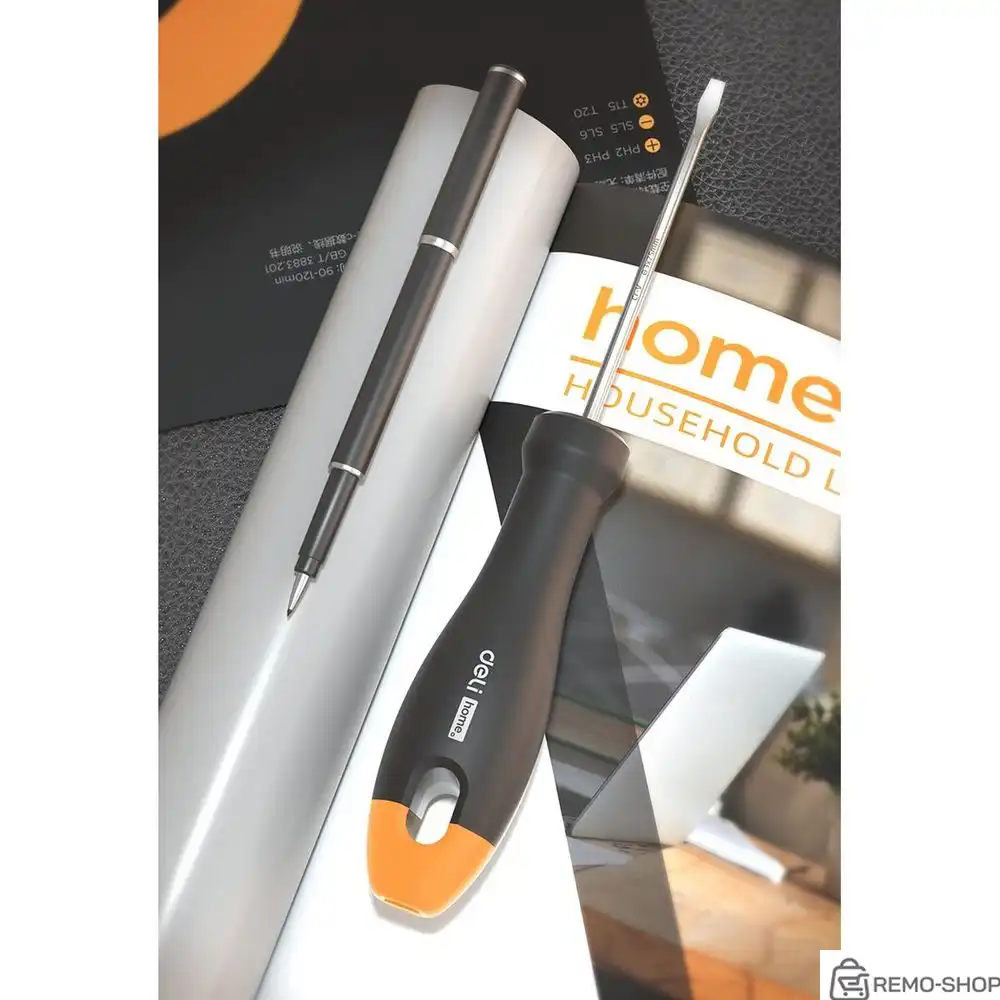 Шлицевая отвёртка "Home Series Gray" Deli HT1103C 3x75мм Эксклюзивный дизайн, рукоятка из высококачественного софттач пластика фото 3 Шлицевая отвёртка "Home Series Gray" Deli HT1103C 3x75мм Эксклюзивный дизайн, рукоятка из высококачественного софттач пластика фото 3