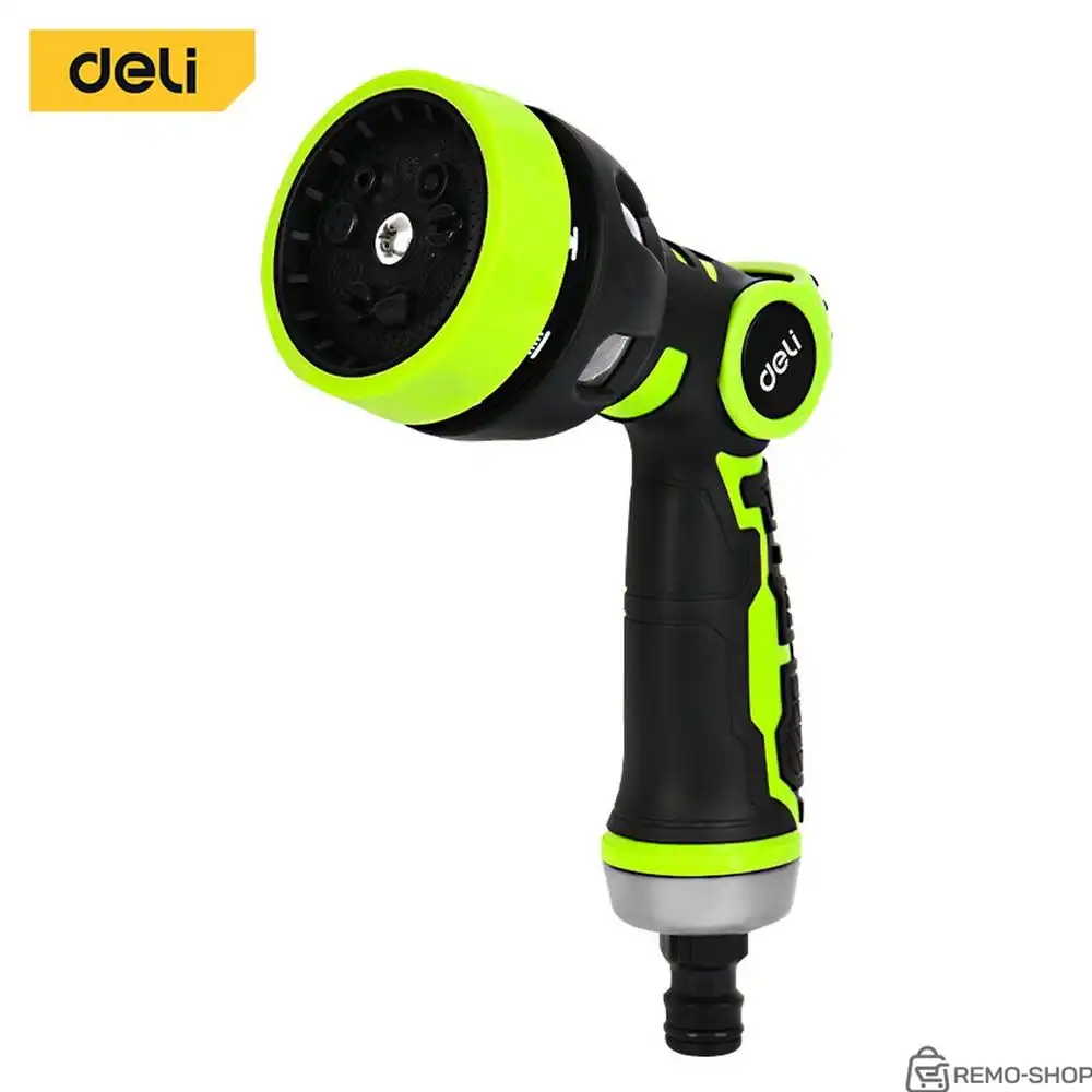 Пистолет-распылитель поливочный бескурковый Deli DL8762 9 режимов распыления, диаметр шланга 3/4", прорезиненная рукоять, корпус из цинкового сплава