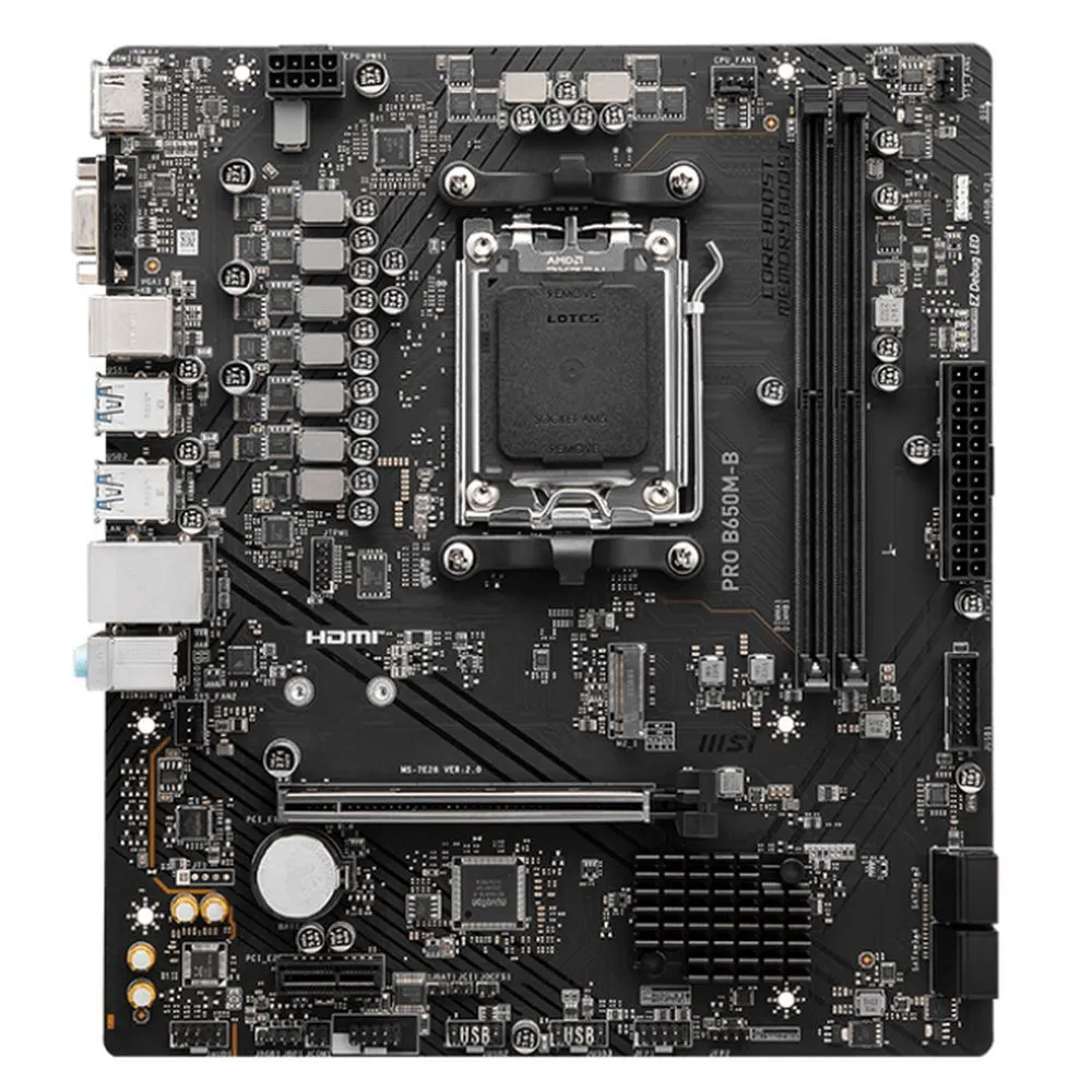 Материнская плата MSI PRO B650M-B B650, AM5, 2*DDR5, 1*PCIEx16, 1*PCIEx1, 1*M.2, 6*USB3.2Gen1, 6*USB2.0, 4*SATA3.0, 1G, VGA, HDMI, M-ATX, RTL фото 2