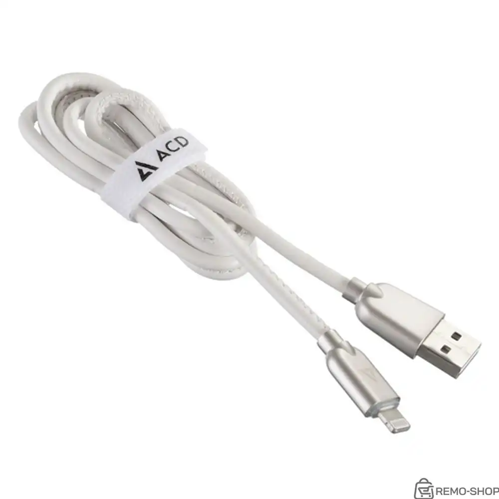 Кабели USB ACD USB кабель ACD-Allure Lightning ; USB-A Кожа, 1м, белый (ACD-U926-P5W) фото 2