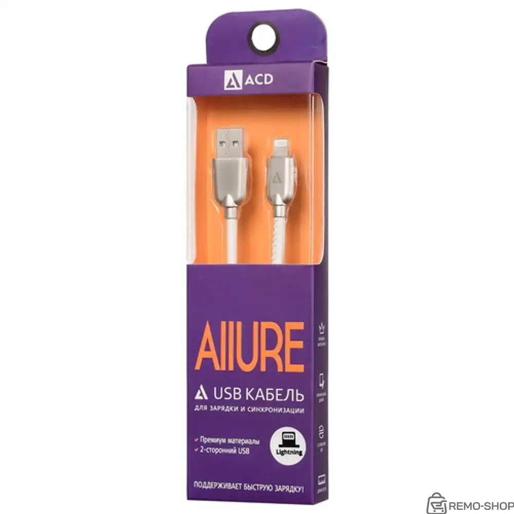 Кабели USB ACD USB кабель ACD-Allure Lightning ; USB-A Кожа, 1м, белый (ACD-U926-P5W) фото 3