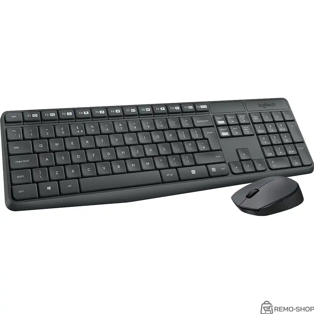 Комплект беспроводной Logitech MK235 |920-007948| клавиатура черная, 100 клавиш с защитой от воды, |920-007948| мышь M170, черная, оптическая, 3 кнопки, 2.4GHz, USB-ресивер (064003) {8}
