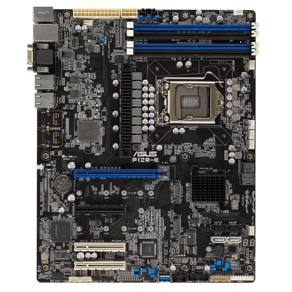Серверная материнская плата ASUS Motherboard P12R-E,1xLGA1200,4x3200/2933/2666UDIMM(upto128GB),8xSATA3 6Gb/s p,2xM.2,4xPCIe Gen4 slot(1x16/3x8),2x1GbE,3Y Wr фото 3