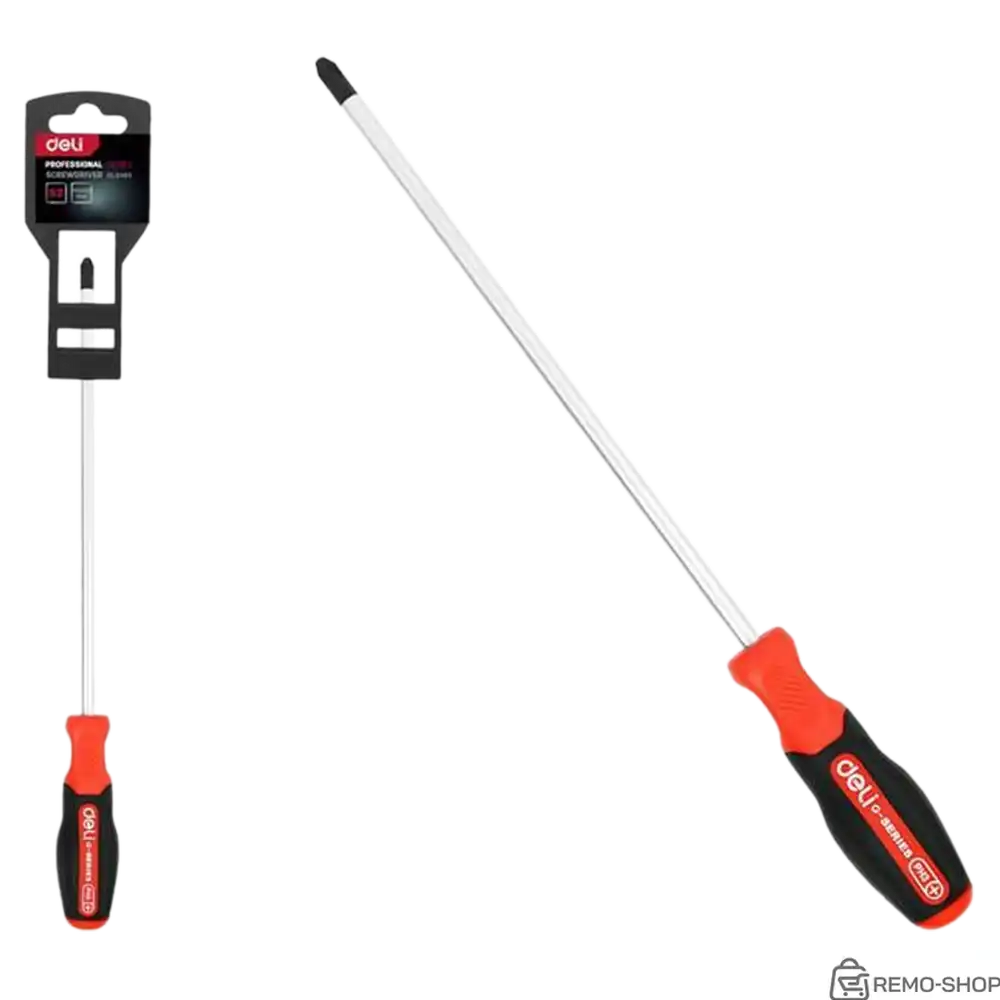 Крестовая DL3465 PH3x250мм сталь S2, матовый стержень, двухкомпонентная прорезиненная рукоять