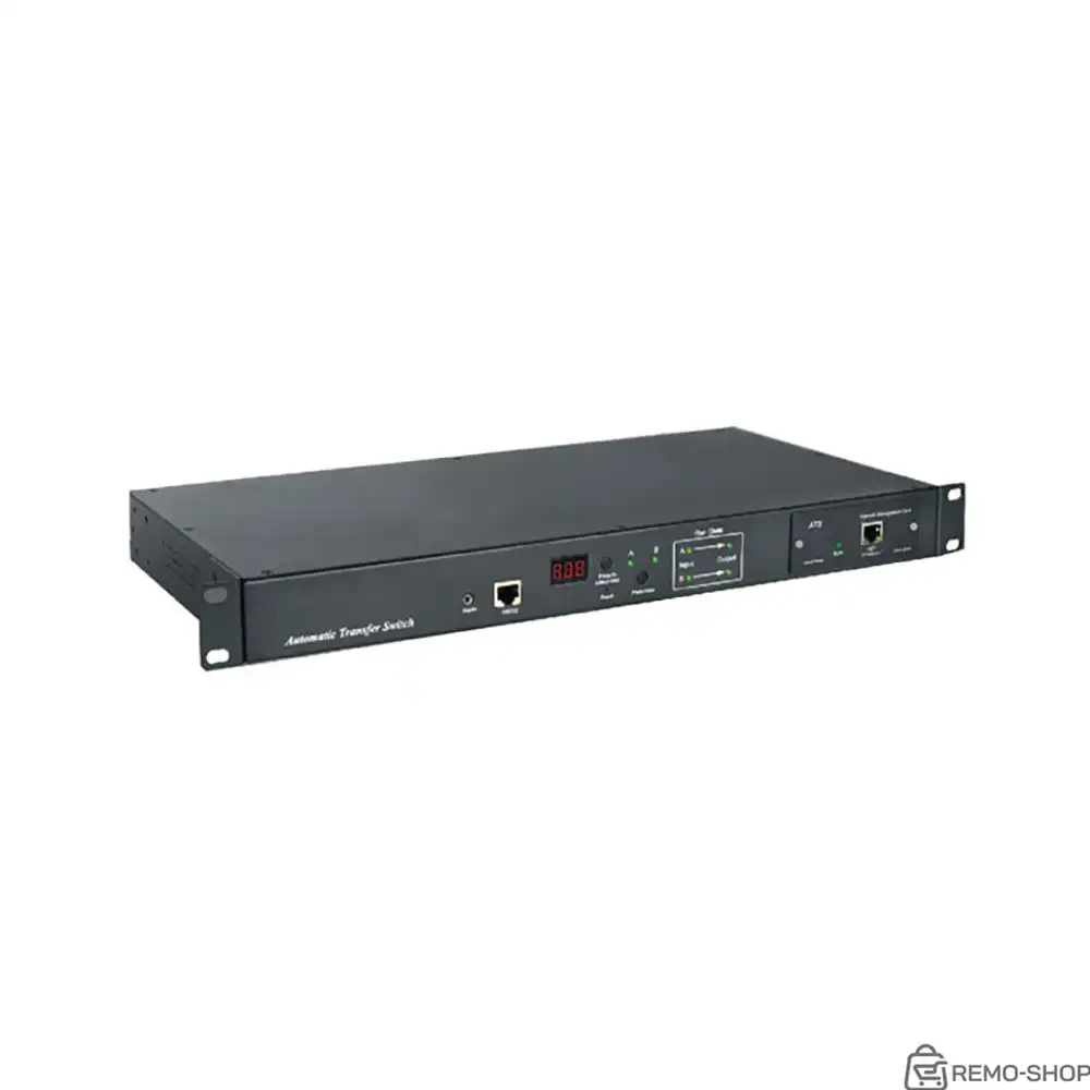 Блок розеток Hyperline ATS-R-128H0812-Intelligent Блок розеток с функцией авт. включения резервного питания (АВР/ATS) 19", горизонт., 1U, 6хIEC320 C13, 2хIEC320 C19, 220V, 16А, каб. пит. 3х1.5 мм
