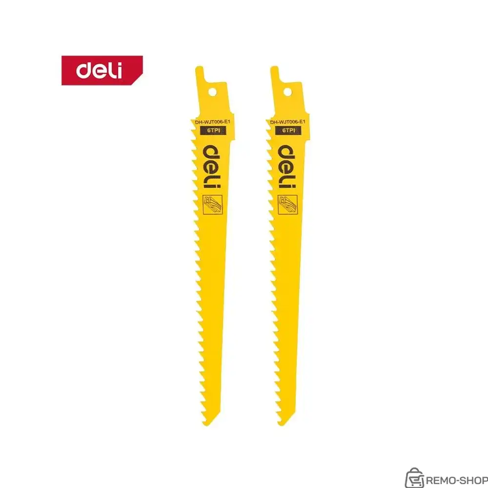 Полотна для сабельной пилы (2шт) по дереву Deli DH-WJT006-E1 , HCS, 6TPI, 150мм