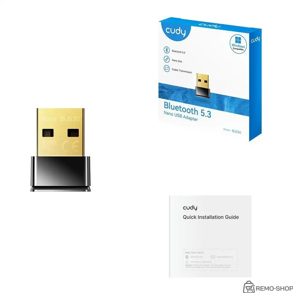 Адаптер беспроводной связи CUDY  BU530  Bluetooth 5.3 Nano USB Adapter, Nano Size, USB 2.0, Windows 11/10/8.1/7 фото 3