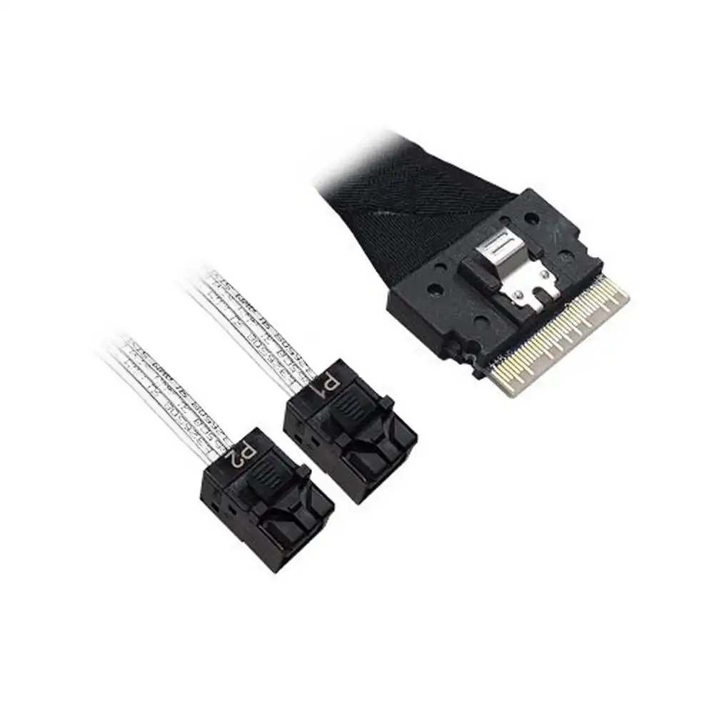 Кабель DiliVing DLSL74-8822 Slimline SASx8 (SFF8654) -to- 2 HDmSAS (White) x4 (SFF8643 (NVMe Connection), 80cm, (аналог Broadcom 05-60002-00)