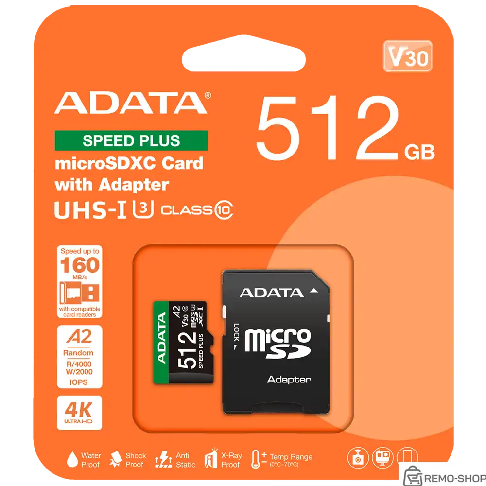 Карта памяти microSD A-DATA 512GB UHS-I U3 V30 A2 фото 2