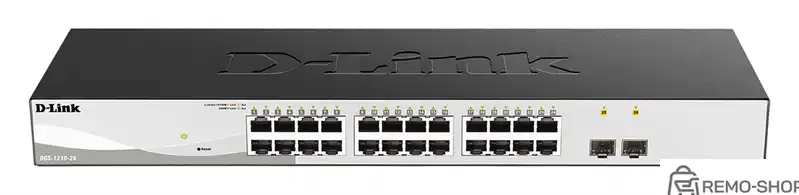 Коммутатор D-Link Smart  L2 Switch 24х1000Base-T, 2х1000Base-X SFP, Compact CLI