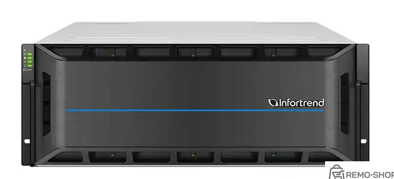 Системы хранения данных Infortrend EonStor GS 3000 Gen3 4U/24bay Dual controller, 4x12Gb/s SAS Exp.,4x25GbE(SFP28)+4x host board,4x4GB,2x(PSU+FAN),2x(SuperCap.+Flash),24xdrive trays,1xRM kit (GS 3024R3-D)