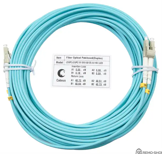 Патч-корд ВО Cabeus FOP-50-LC-LC-10m Шнур оптический duplex LC-LC 50/125 mm OM3 10м LSZH