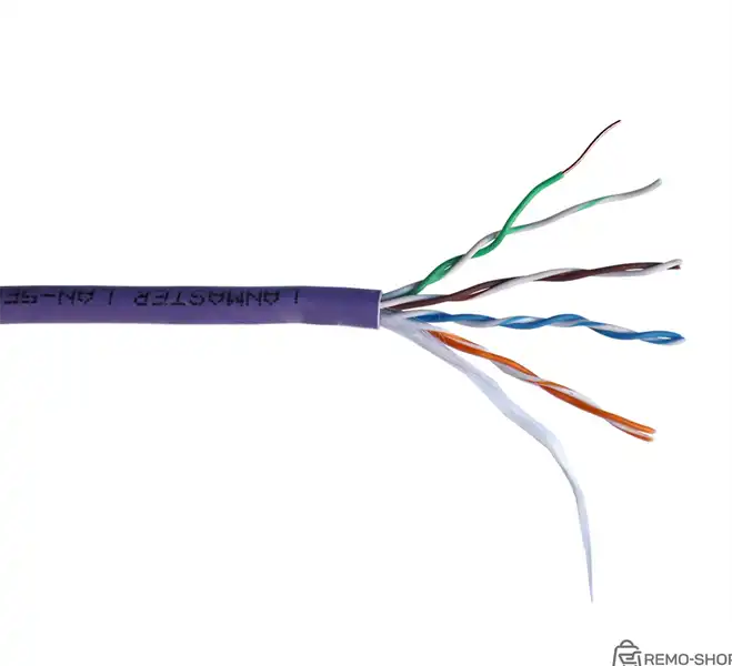 Кабель витая пара LANMASTER категории 5e, 4 пары, 24AWG, LSZH-HF, фиолетовый