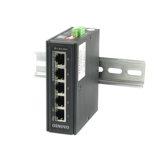 Коммутатор/ OSNOVO SW-70500-I Промышленный коммутатор Gb Ethernet на 5 портов, 5*10/100/1000Base-T, Встроенная грозозащита 6кВ, БП в комплект НЕ входит, монтаж на DIN-рейку (крепление в комплекте) фото 3
