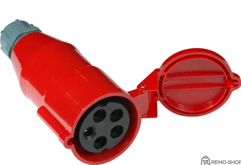 Вилка IEC 309 трехфазная, 32A, 380V, разборная, красная