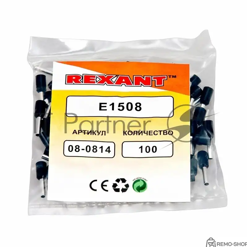 Наконечник штыревой втулочный изолированный F-8 мм 1.5 мм² черный фото 2