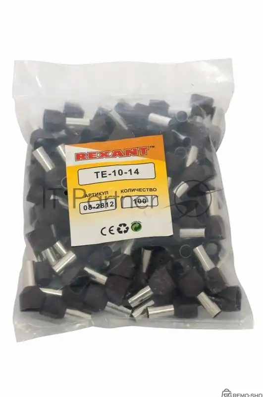 Наконечник штыревой втулочный изолированный F-14 мм 2х10 мм² красный фото 2