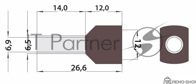 Наконечник штыревой втулочный изолированный F-14 мм 2х10 мм² красный фото 3
