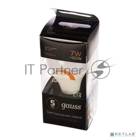 Светодиодная лампа Gauss 6.5Вт E14 3000К теплый белый фото 2