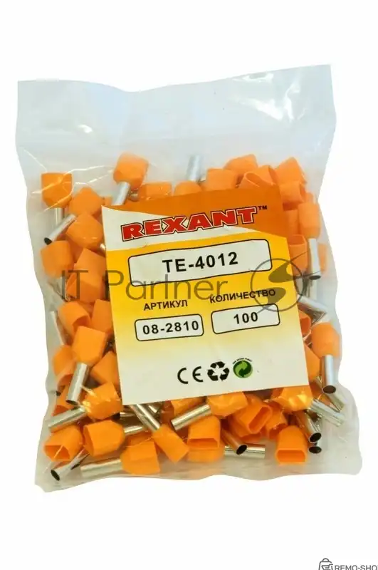 Наконечник штыревой втулочный изолированный Rexant F-12 мм 2х4 мм² оранжевый фото 2