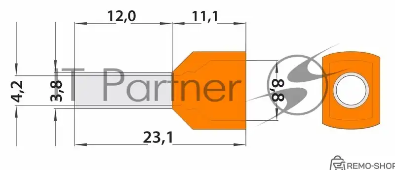 Наконечник штыревой втулочный изолированный Rexant F-12 мм 2х4 мм² оранжевый фото 3