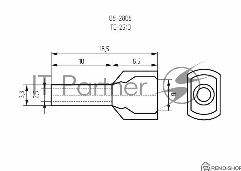 Наконечник штыревой втулочный изолированный F-10 мм 2х2.5 мм² серый фото 3