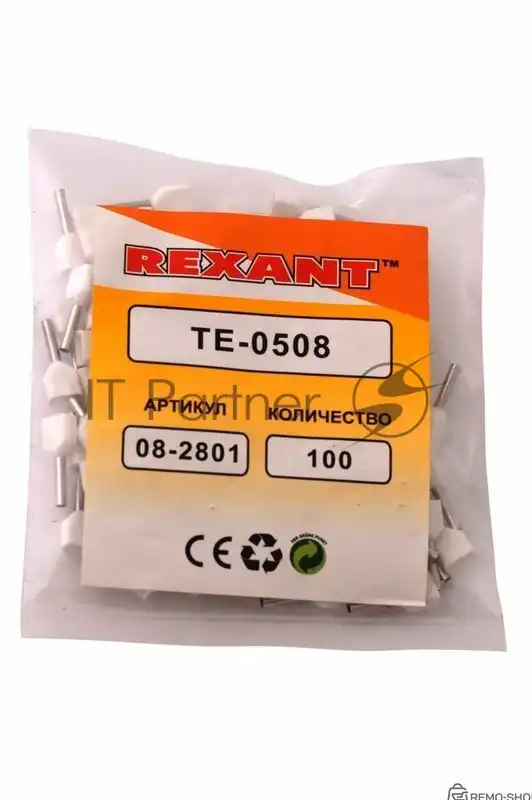 Наконечник штыревой втулочный изолированный F-8 мм 2х0.5 мм² белый фото 2