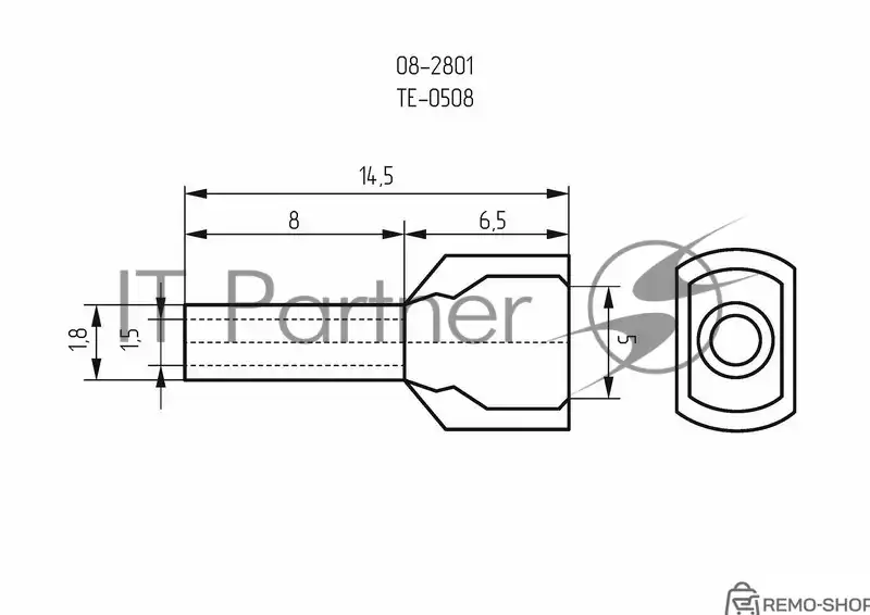 Наконечник штыревой втулочный изолированный F-8 мм 2х0.5 мм² белый фото 3