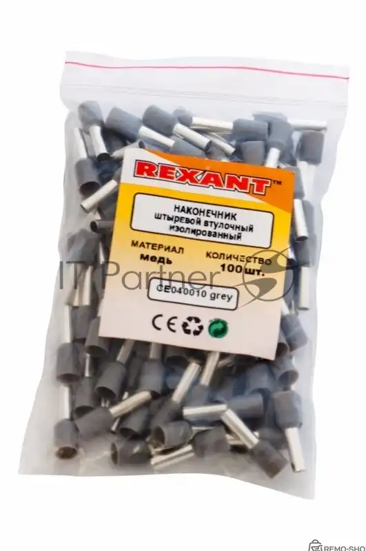 Наконечник штыревой втулочный изолированный 4 мм², 9 мм, серый фото 2