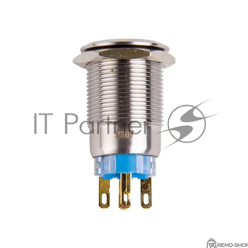 Антивандальная кнопка Rexant Ø19 250В с фиксацией и зеленой подсветкой фото 2