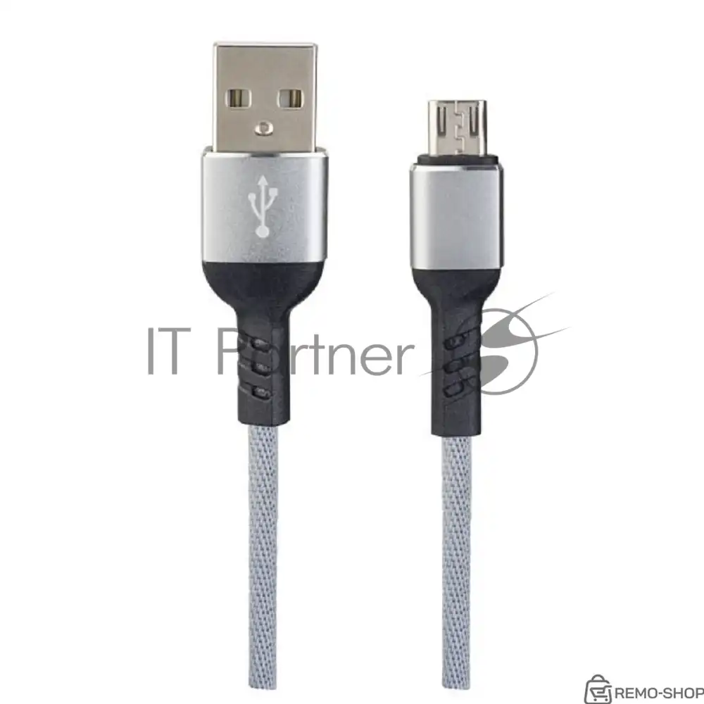 Кабель USB 2.0 A-Micro USB, серый, 1 м