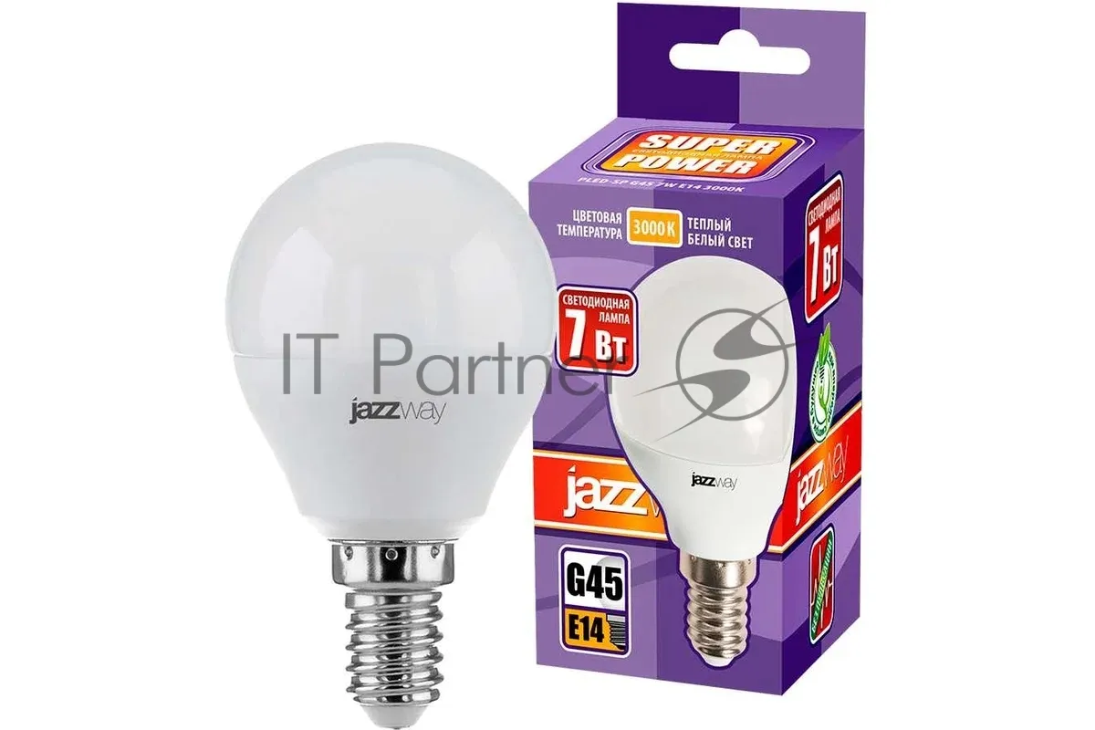 Светодиодная лампа JazzWay PLED-SP-G45 7Вт шар E14 3000К