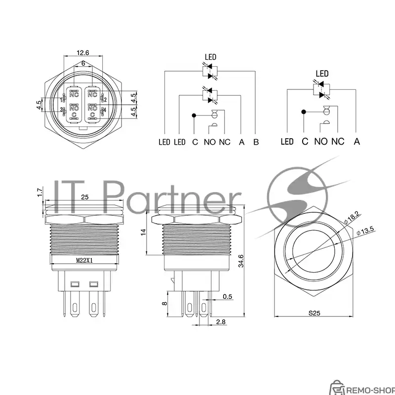 Кнопка антивандальная Rexant Ø22 250В с подсветкой, зеленая фото 3