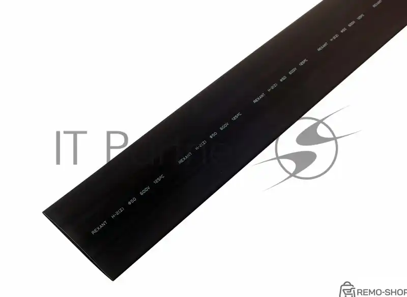 Термоусаживаемая трубка Rexant 50,0/25,0 мм, черная, 10 шт. по 1 м